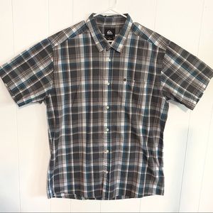 Quicksilver Button Up Short Sleeve Shirt Plaid